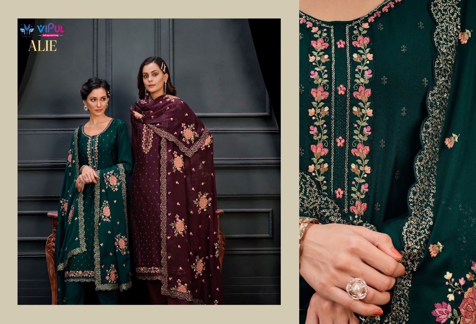 Alie By Vipul Heavy Embroidery Georgette Suits Catalog
